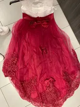 Niña en rojo de encaje bordado Navidad vestido de fiesta de cumpleaños boda Vestido Formal vestidos infantiles para niñas adolescentes ropa 6 14 años