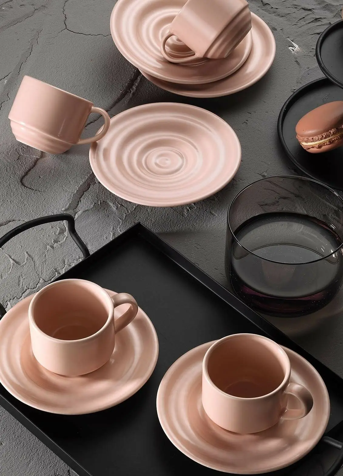 

12 Pcs Coffee Espresso Porcelain With Plate Set Mug Tea Serve Large Cup Gift Ideas Turkish Serving Home Decoration Kitchen House
