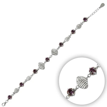 

KUTAYDAN 925 Sterling Silver Amethyst Color Zircon Stone Bracelet