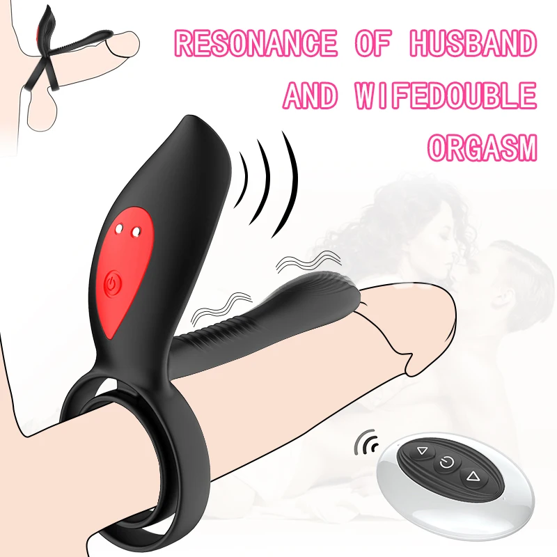 Couples Long Lasting Erection Penis Vibrator With Double Ring Nipples Massager Vagina Clitoris Stimulator Orgasm Adult Sex Toys