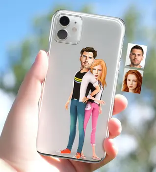 

Personalized Valentine Caricature of iPhone 11 Thin Transparent Silicone Phone Kapağı-39