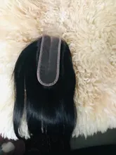 Extensiones de pelo peruano con malla, accesorio capilar liso de 2x6 con cierre de encaje y nudos blanqueados, Color Natural Remy