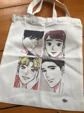 Bolso de compras Ulzzang Bj para mujer, bolsa de lona con estampado de dibujos animados, informal, Harajuku, Punk, 2020