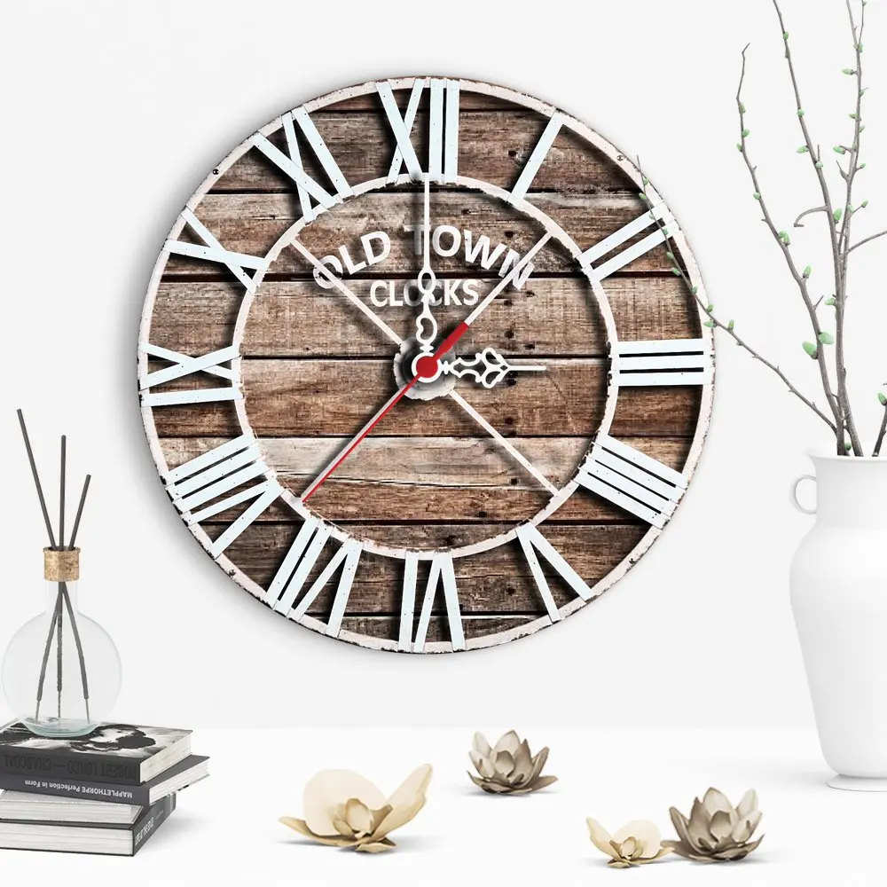 

Decorative Old Town Design Wood Vintage Wall Clock-9