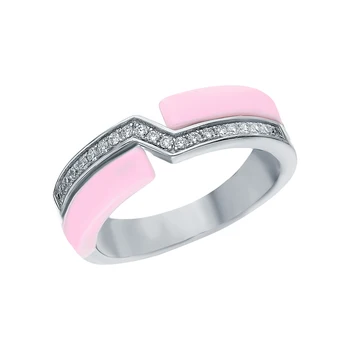 

Silver ring with ceramics and cubic zirconia sunlight sample 925