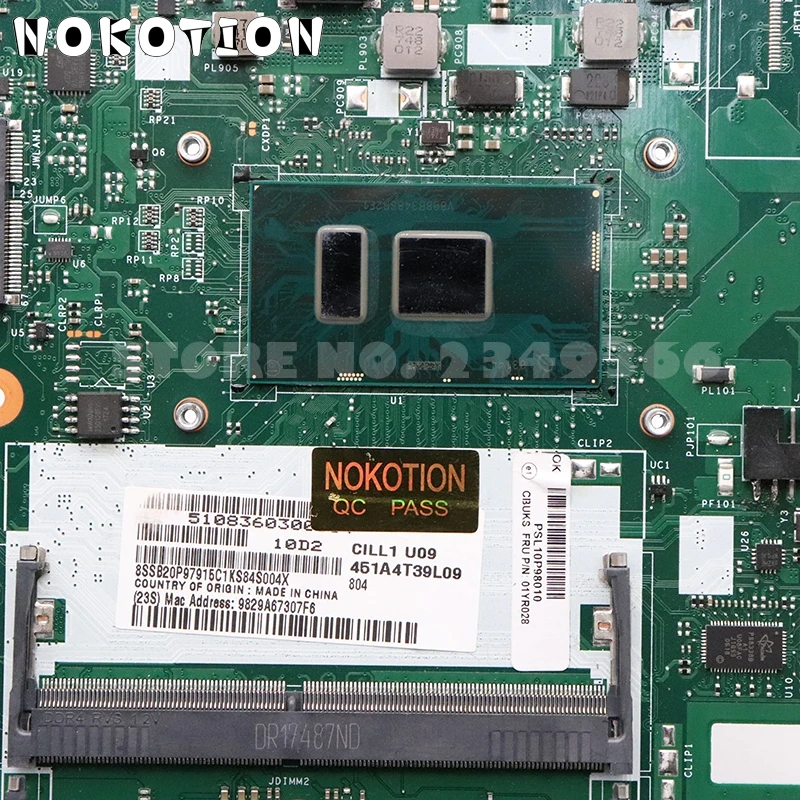 Best NOKOTION 01YR028 CILL1 L2 LA-C422P Mainboard For Lenovo ThinkPad L570 Laptop Motherboard SR2F1 I7-6