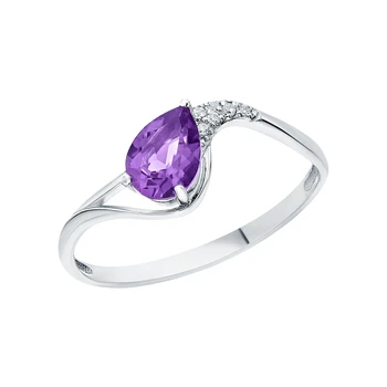 

Silver ring with amethyst and cubic zirconia sunlight sample 925