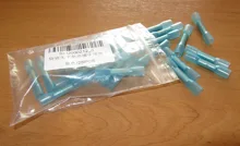 Terminales a tope termorretráctiles, conectores de Cable eléctrico aislados, prensado de 16-14 AWG, color azul, Conector de terminales, 25/50 Uds.