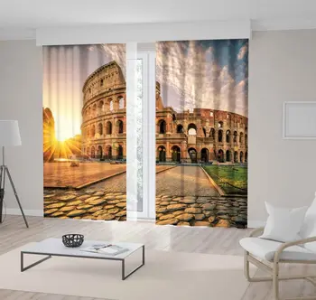 

Curtain the Colosseum in Rome at Sunrise Italy Flavian Amphitheatre Europe Ancient Architacture Yellow Green Blue