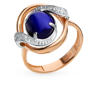 

Gold ring with Star Sapphire and diamonds sunlight sample 585
