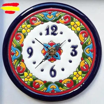 

Ceramics's clock 15 cm/6 inches diameter - enameled up handmade - Made in Spain - wall or support - ARTECER -