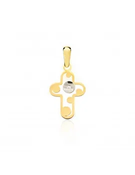 

Gold Cross pendant Two-Color circles with Diamond