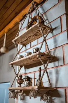 

Wooden Hanging Decorative Design, Decorative Handmade, Special Process 3-Rope Shelf Bookcase Modern Convenient Practical Multi-P