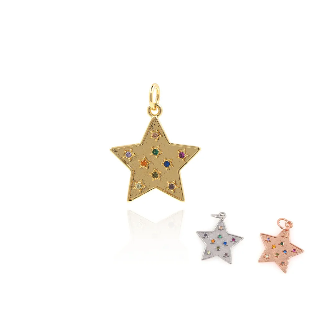 

Cubic Zirconia Star Necklace Star Bracelet Charm Star Pendant DIY Jewelry Making Accessories 21.3x16.5x1.8mm