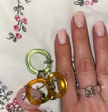 HUANZHI-Conjunto de anillos redondos de resina acrílica para mujer, colorido, Diamante de imitación cuadrado geométrico, regalo de viaje, 2021