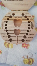 Caja de dientes de madera para bebé, organizador para guardar dientes de leche, idioma español e inglés, Umbilica, guardar regalos