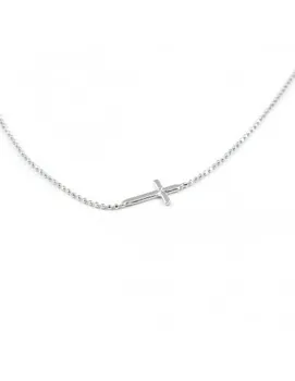 

Necklace Silver Ball Diamond with horizontal cross