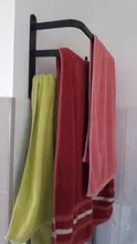 Toallero montado en la pared para baño, toallero negro de aluminio, riel negro mate, soporte de toalla, 30-50 CM