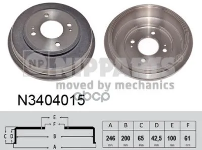 Барабан Тормозной Honda Civic 01-05 Nipparts N3404015 Nipparts арт. N3404015