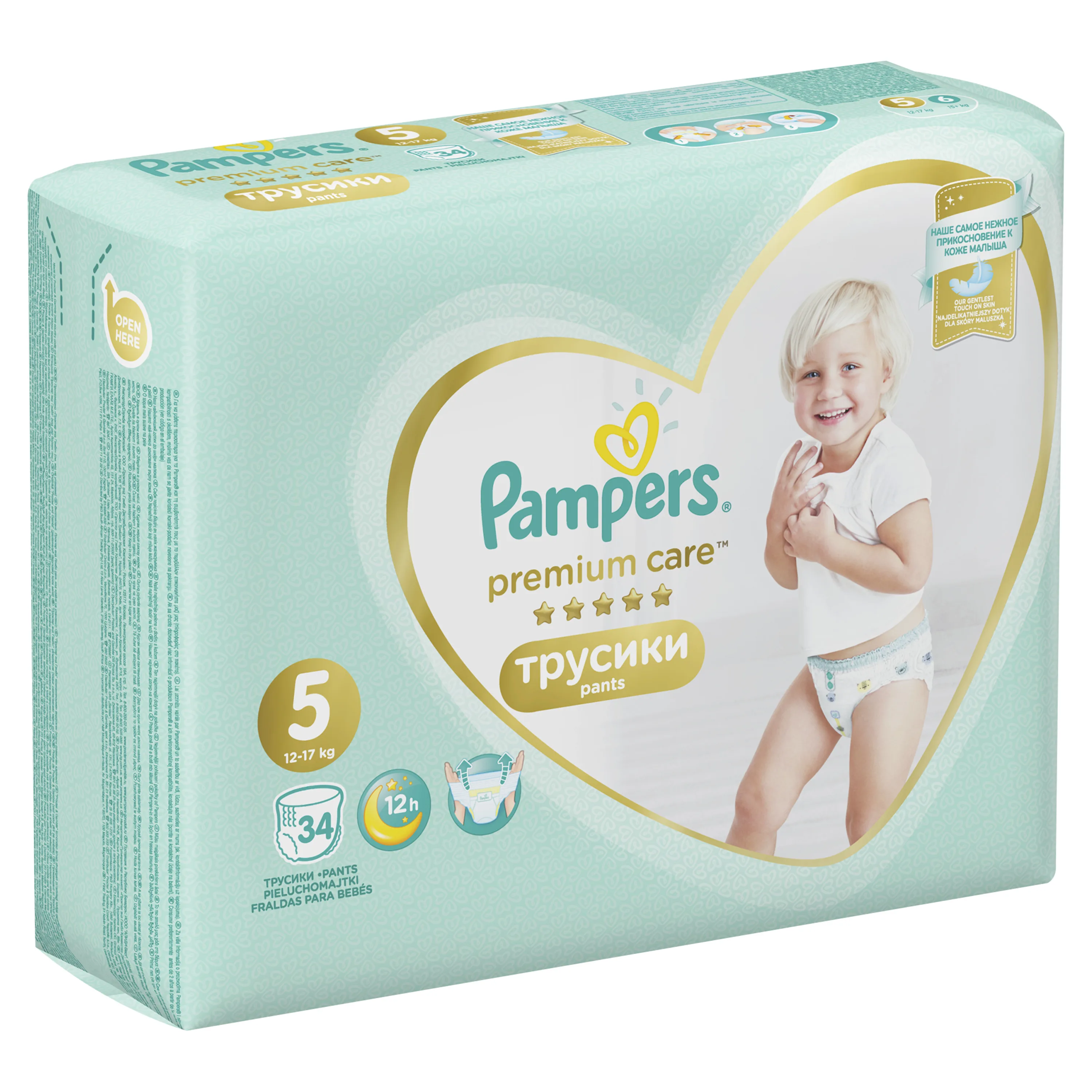 Подгузники-трусики Pampers Premium Care 12-17 кг, размер 5, 34шт