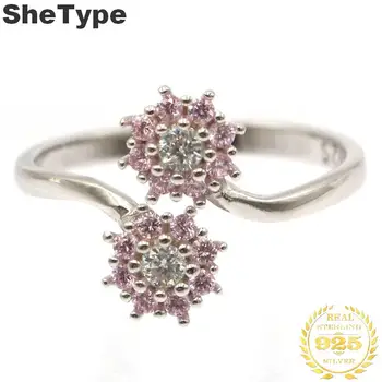 

12x7mm Pretty 1.7g Created Pink Kunzite Natural CZ Gift For Mother 925 Solid Sterling Silver Rings