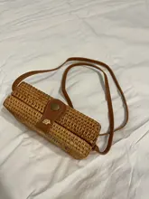 Bolso de mimbre tejido para mujer, mochila pequeña con bandoleras cruzadas de mimbre tejida a mano, perfecto para verano