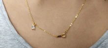 Colgante de plata de ley 925 con diamantes cuadrados pequeños para mujer, collar de oro de 14k, cadena de clavícula Simple brillante para mujer