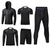 Men's Workout Clothes Athletic Shorts Shirt Set 5 in1 for Basketball Football Exercise Training Running Gym Compression Suits 2