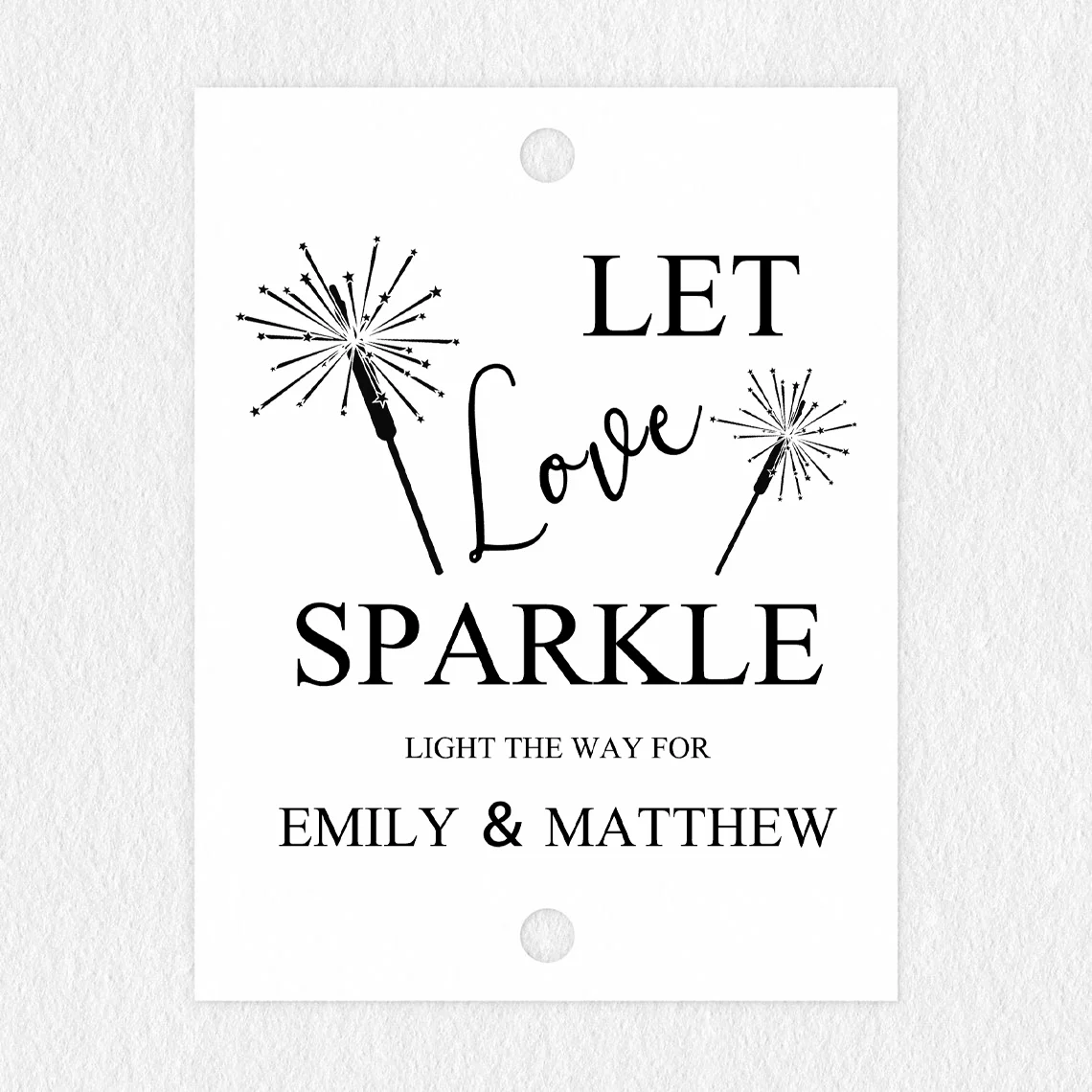 Custom Fancy Frame Let Love Sparkle Paper Tags, Hang Tags For Wedding