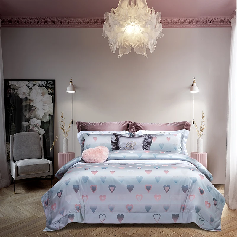 That Chinese Girl Recommends New Arrival Cotton Luxurious Romantic Satin Bedding 4PCS SET With Sheet Duvet Cover Pillowcase | Дом и сад
