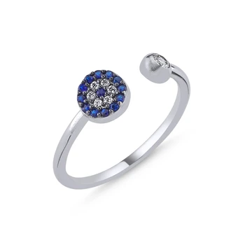 

KUTAYDAN Society Eye Zircon Cubic Zirconia Round Adjustable Ring 925 Sterling Silver