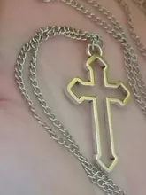 Collar con colgante gótico de Cruz hueca para hombre y mujer, collar de estilo callejero, Color plateado, regalo, joyería de cuello al por mayor