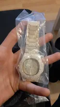 Reloj de moda con diamantes de acero para hombre, cronógrafo de Hip Hop, de lujo, dorado, masculino, 2021
