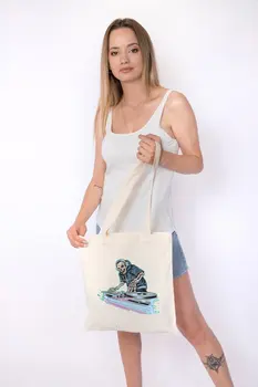 

Angemiel Bag Coolest Skeleton DJ Cotton Shopping Beach Tote Bag