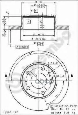 Диск Тормозной Задн Iveco: Daily Ii 99- Brembo арт. 08.7300.10