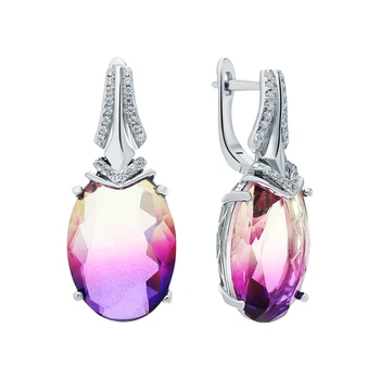 

Silver earrings with sitals and cubic zirconium sunlight sample 925