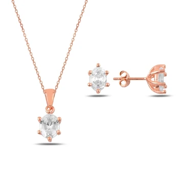 

Kutaydan Oval Zircon Cubic Zirconia Solitaire 925 Sterling Silver Set Made in Turkey