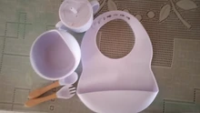 6 unids/set alimentación de bebé vajilla libre de BPA, silicona de grado de alimentos de babero mantel tenedor cuchara de alimentación taza suministros de bebé para los niños