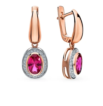 

Gold earrings with rubies and diamonds sunlight sample 585