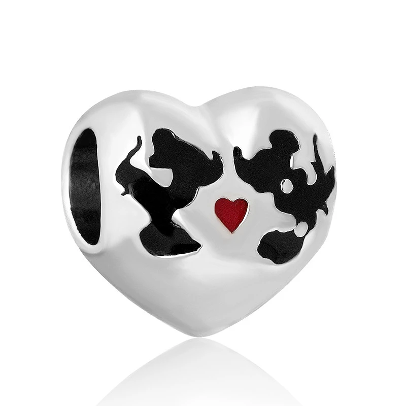 Charm original plata de primera Beso de & Minnie ( Colección PANDORA x Disney), Modelo 791443ENMX|Amuletos| - AliExpress