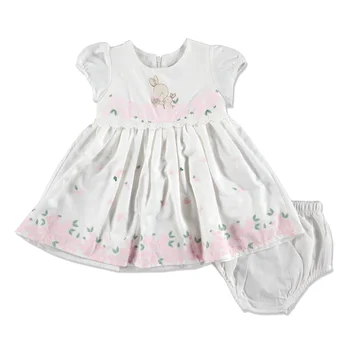 

ebebek HelloBaby Summer Baby Cute Rabbit Cotton Short Sleeve Crew Neck Dress 2 pcs