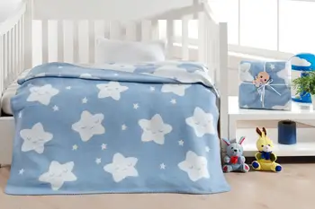 

Dolce Bonita Home Cotton Baby Blanket Star Light Blue