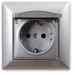 

PnpnElectrıc Gns Visage Ambiance Metallic Silver Grounded Socket With Cover 16A 220V AC Socket with Side Earth with Cover