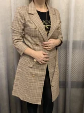 Plaid Dress Belt Simplee Long-Sleeve Office Female Vintage Women Elegant Double-Breasted