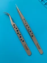 Pinzas electrónicas industriales antiestáticas ESD, Punta rectas y curvadas, pinzas de acero inoxidable de precisión, herramienta manual de reparación para teléfono SMD