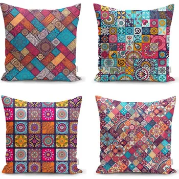 

RealHomes Decorative Mosaic Pattern 4'lü Cushion Pillow decorate Case Set