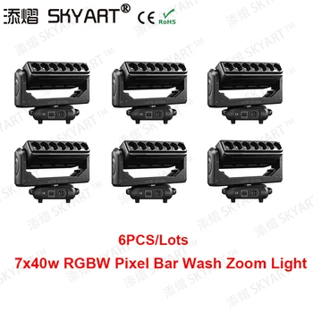 

6pcs Infinite rotation DJ stage 7x40w zoom wash moving head pixel bar beam light