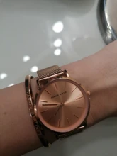 La Rosa Oro 1 Set pulsera reloj del cuarzo de Japón creativo diseño impermeable de malla de acero inoxidable relojes reloj femenino