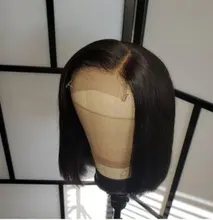 HF-pelucas de cabello humano 4x4 con cierre de encaje, pelo Remy brasileño, peluca recta con corte Bob, Peluca de cabello humano para mujeres negras, Bob corto