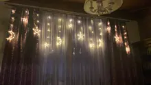 Lights Curtain-String Moon-Lamp Window-Decor Christmas Garland Fairy Icicle-Star LED